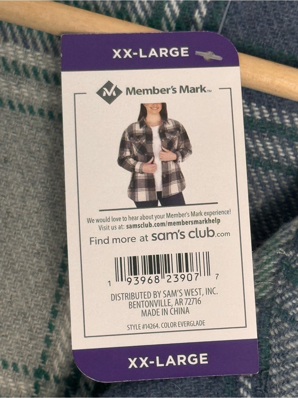 Member's Mark Plaid Oversized Shacket Jacket Everglade - Picture 7 of 7